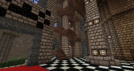 Des escaliers étranges qui mènent à l'étage supérieur... Prenons plutôt le couloir principal.