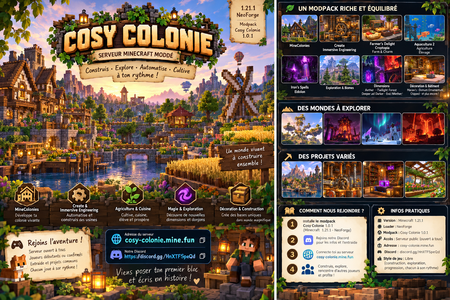 Affiche promotionnelle du serveur Cosy Colonie.png