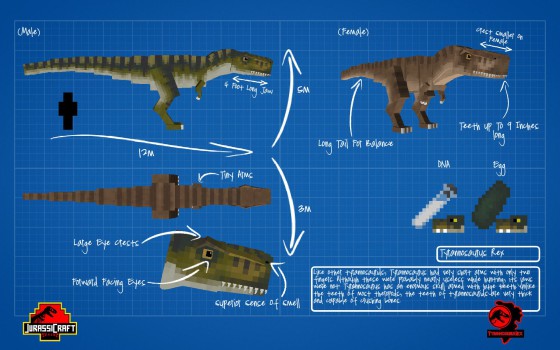 jurassicraft mod minecraft tyrannosaurus