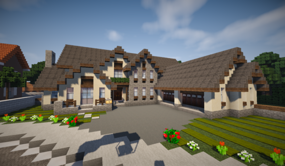 photo minecraft grande maison traditionnelle devant