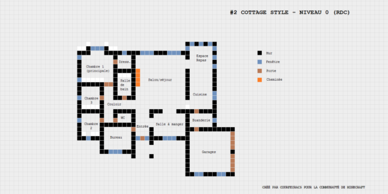 plan minecraft maison style cottage niveau 0