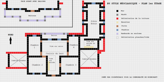 plan minecraft maison style néoclassique niveau 2