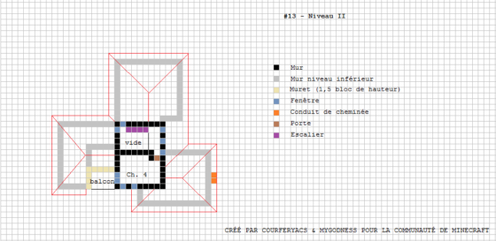 plan minecraft maison traditionnelle niveau 2