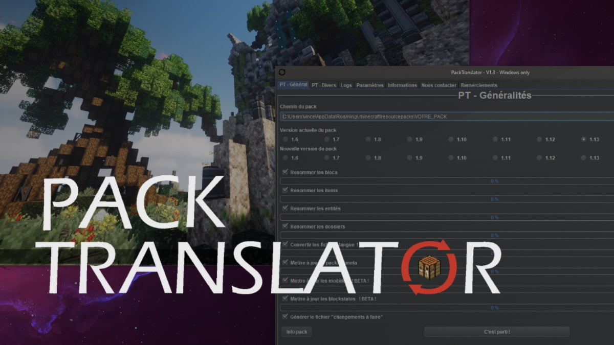 Pack Translator : Convertir un resource pack Minecraft