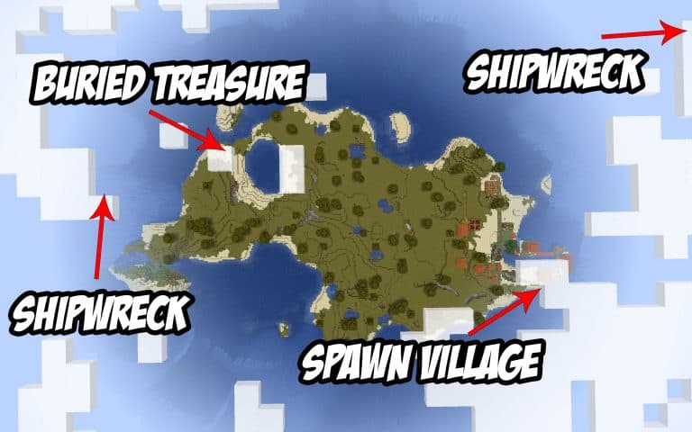 Meilleur Seed Minecraft 1.14 : Loot village ile carte