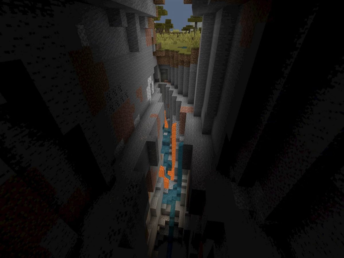 Seed et Graines pour Minecraft Bedrock 1.12 : Pillards désert village ravin profond avec minerai