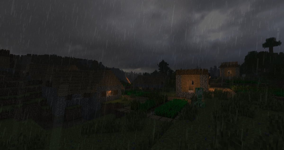projectLUMA Shader : Un village sous la pluie de nuit