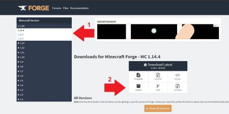 télécharger Minecraft Forge sur le site officiel