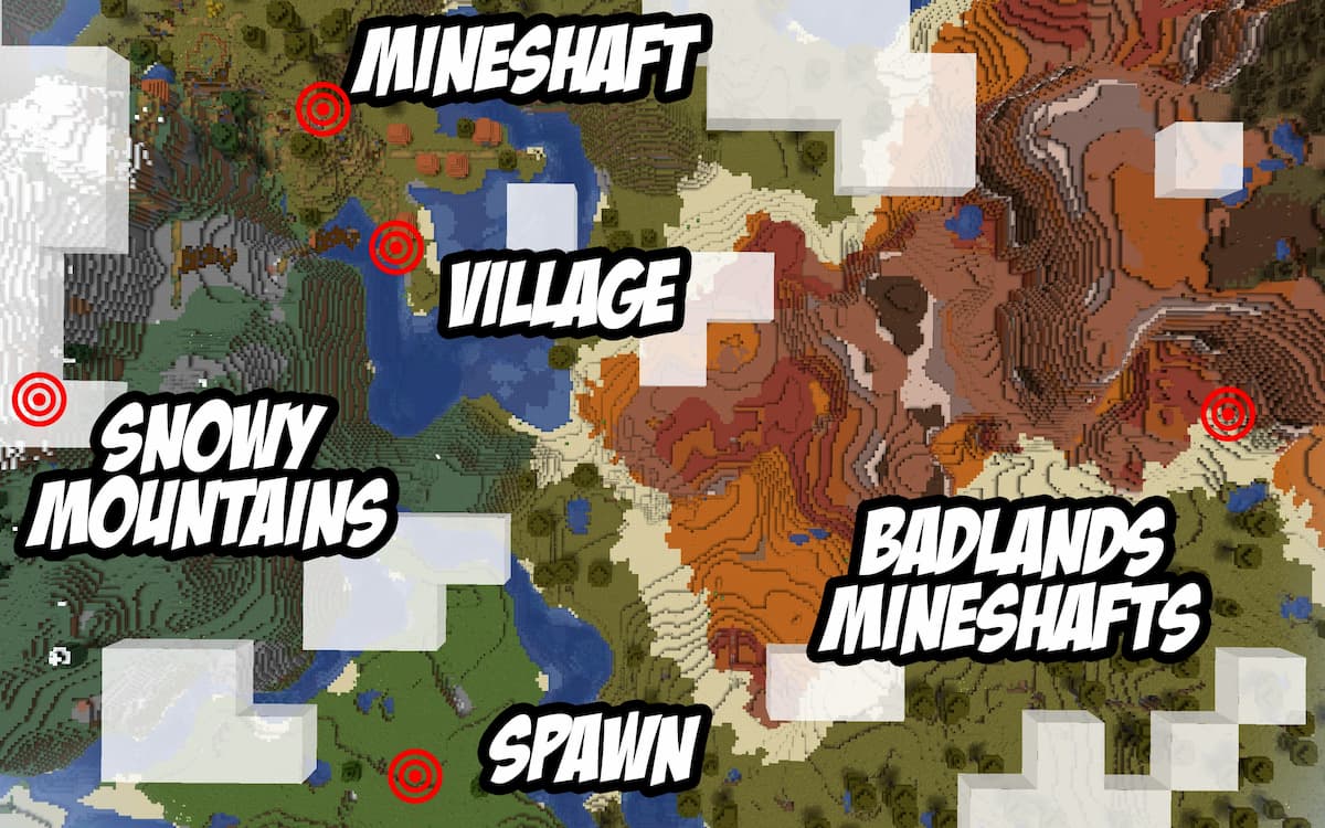 Seed Minecraft 1.15 badlands village mineshafts