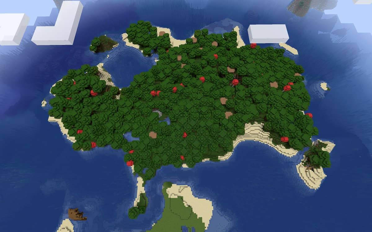 Seed Minecraft 1.15 grande ile avec forêt