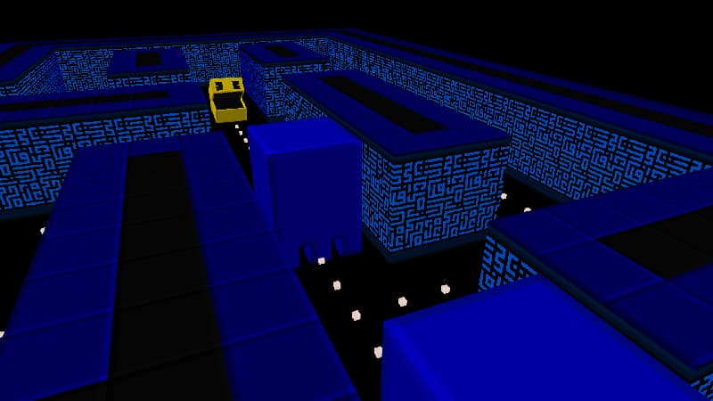 pac-man dans minecraft : labyrinthe bleu