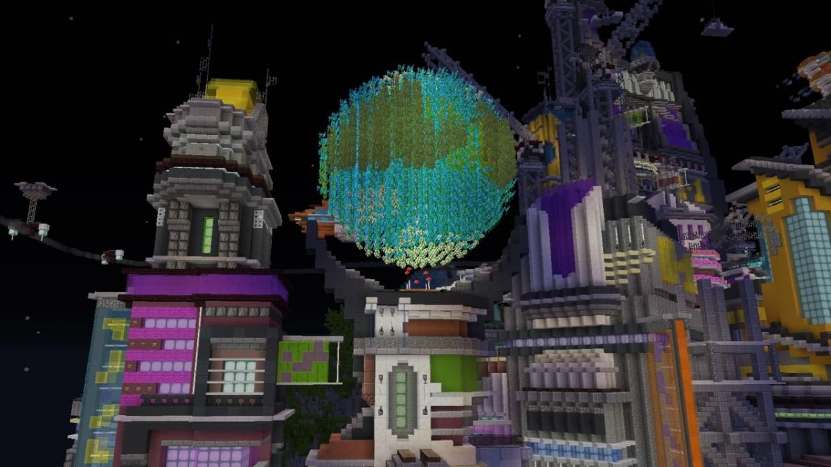 Une vue du globe terrestre présent sur la map Hive City.