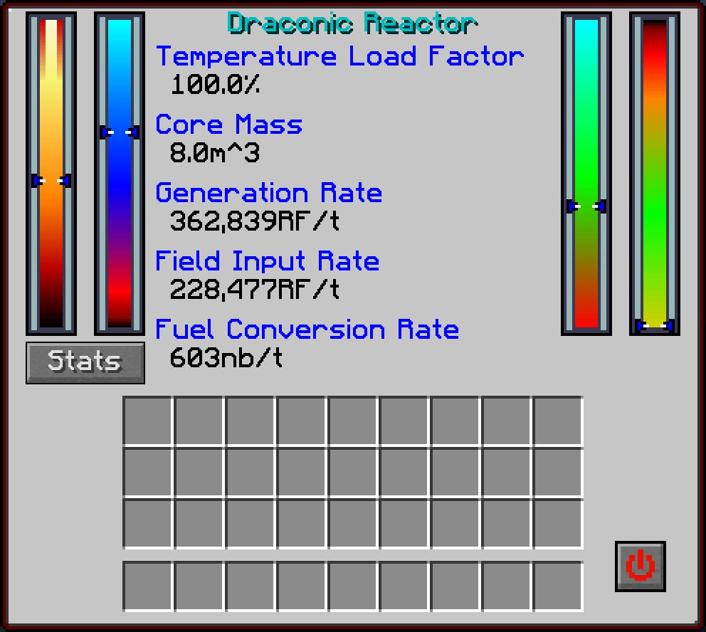 L'interface graphique d'un réacteur en fonctionnement
