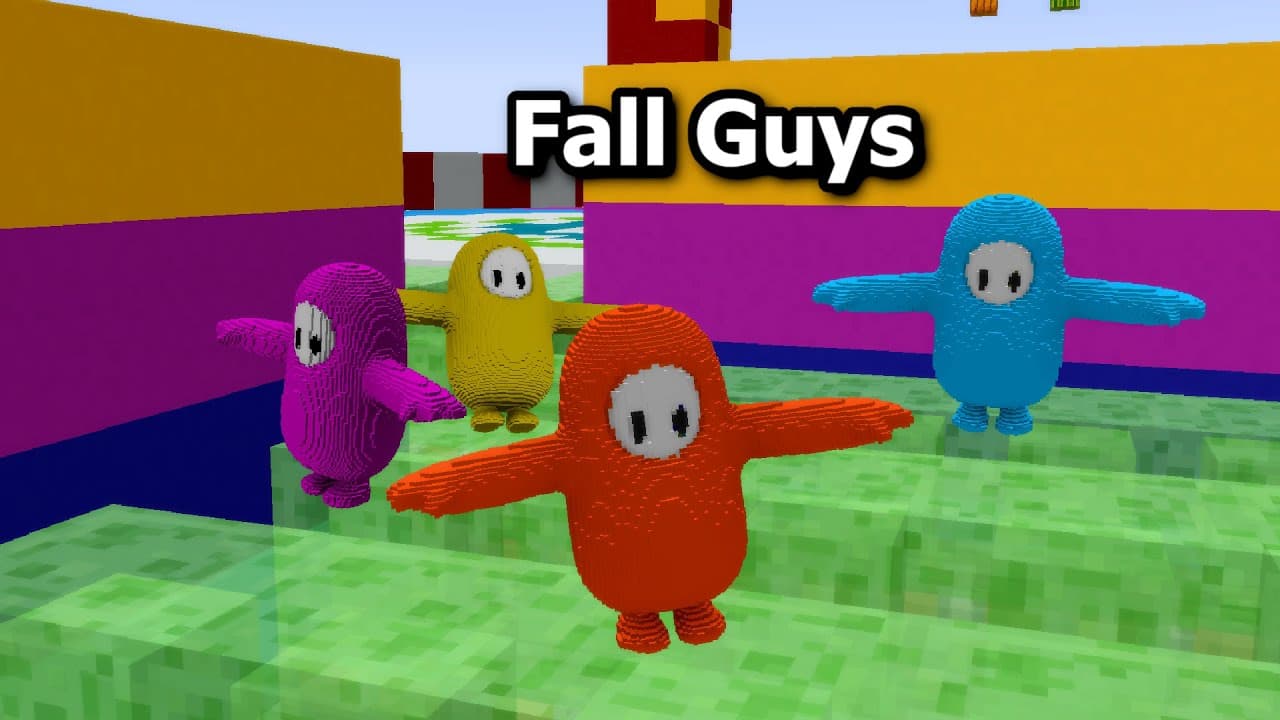 Fall Guys reproduit dans Minecraft à l'aide de blocs de commandes
