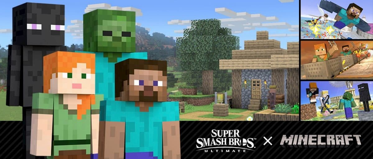 Illustration officielle de Minecraft en partenariat avec Super Smash Bros. Ultimate