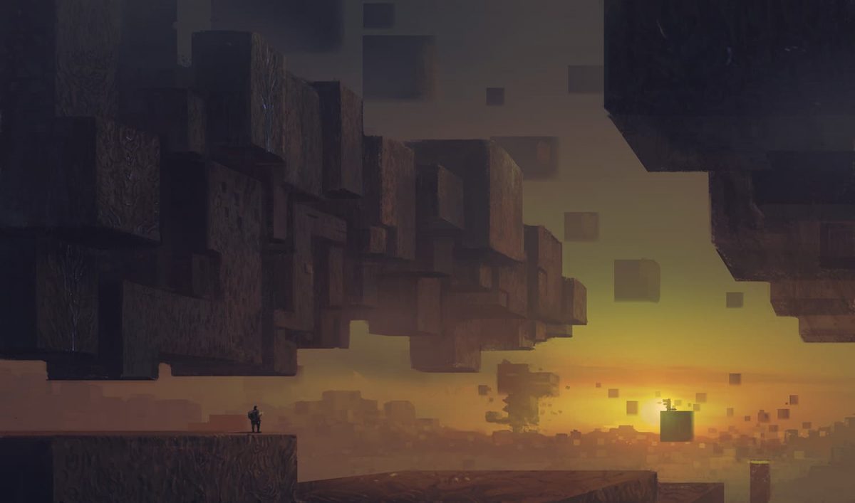 Fond d'écran Minecraft : ile flottante réaliste