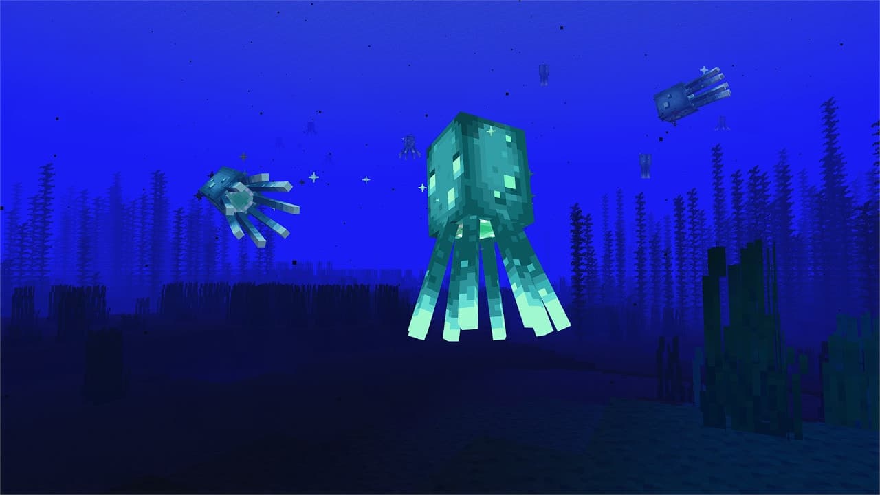 Des poulpes luisants dans Minecraft