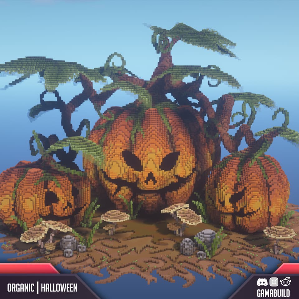 citrouilles géantes build minecraft halloween