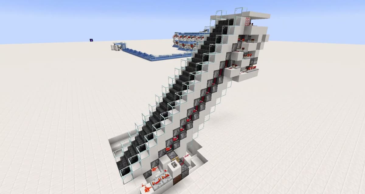 Un joueur de Minecraft construit un escalator fonctionnel en utilisant de la redstone