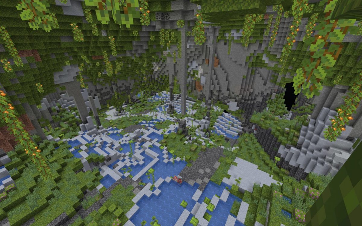 Une grande lush cave Minecraft 1.18