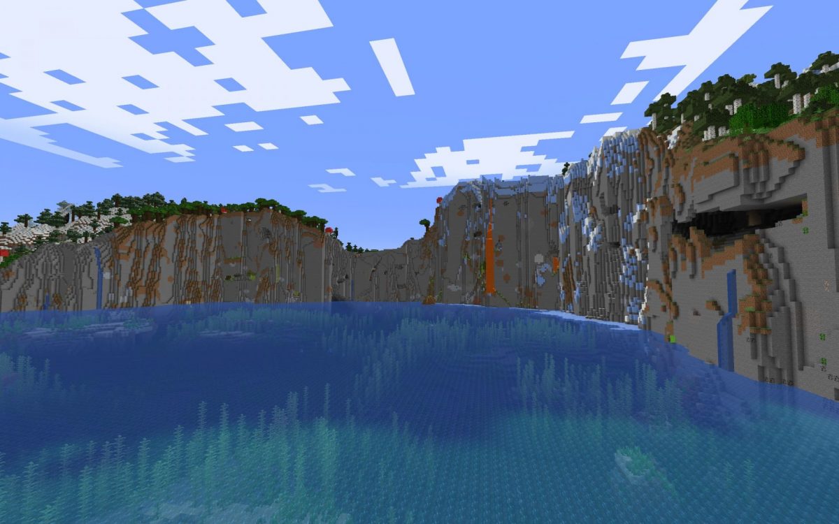 Une énorme chaîne de montagnes en bord de mer dans ce seed pour Minecraft 1.18