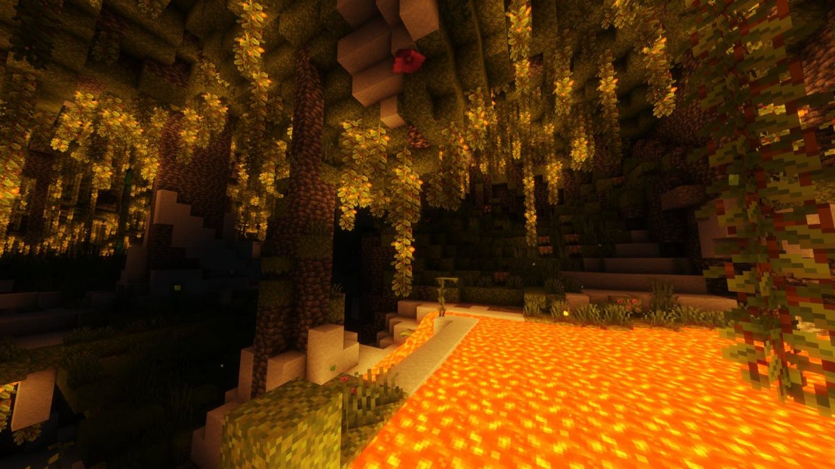 Une caverne luxuriante dans Minecraft 1.18.1