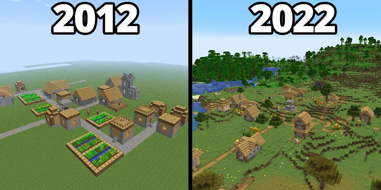 Comparaison des villages dans Minecraft en 2012 VS 2022