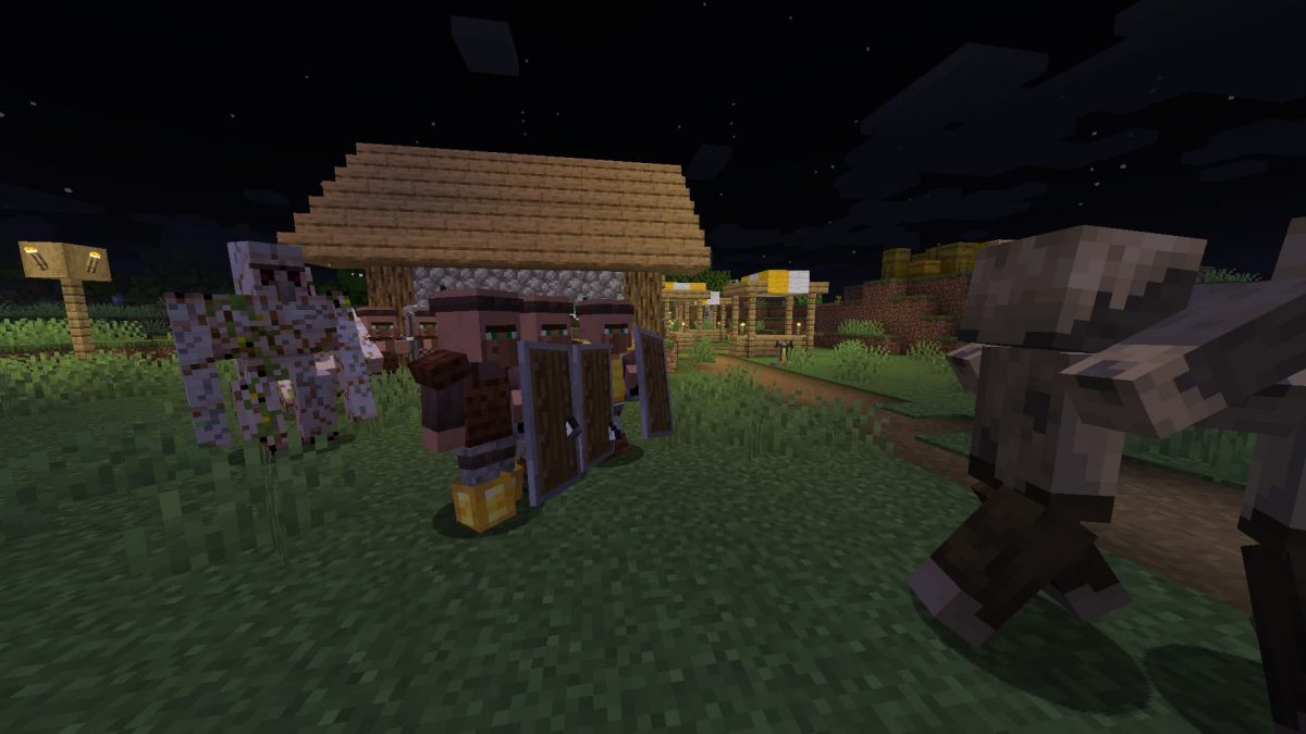 Villageois gardiens avec des boucliers dans le mod Guard Villagers