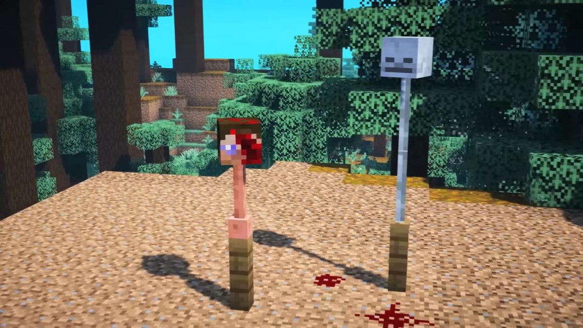 Steve Minecraft mort tête pique