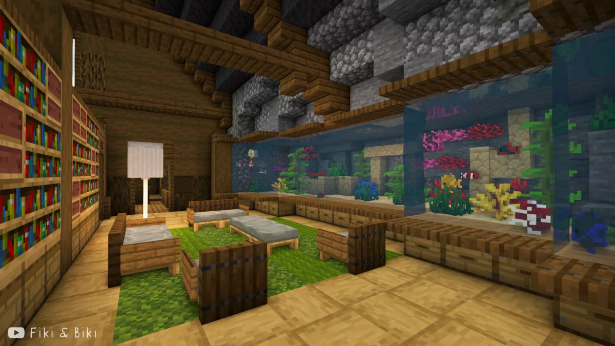 manoir de montagne moderne et rustique minecraft build aquarium