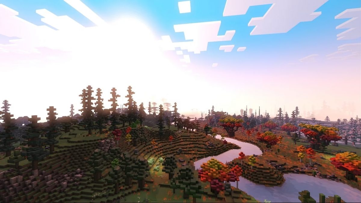 Un aperçu d'une partie de la surface du monde de Minecraft Legends.