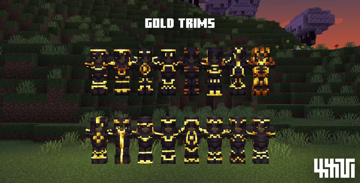 Des ornements d'armures lumineux du pack de texture XXVI's Shiny Armor Trims.