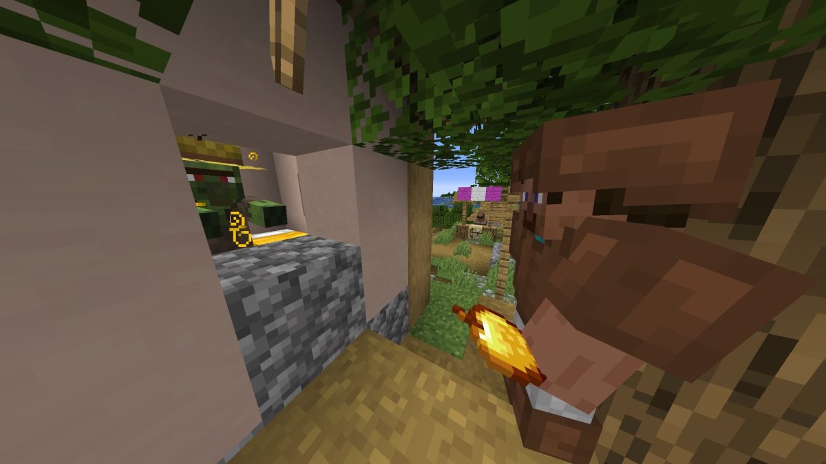 Steve soignant un villageois de sa zombification minecraft