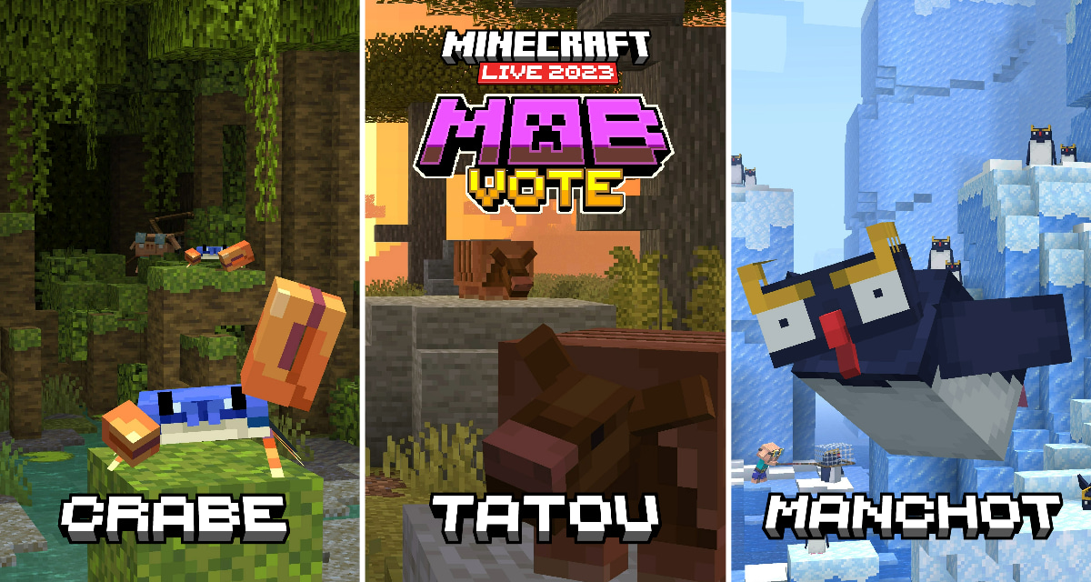 Minecraft Mob Vote 2023 : découvrez les 3 créatures et comment voter au Minecraft Live 2023