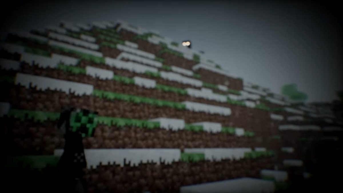 Un White Eyes en haut d'une montagne dans Minecraft