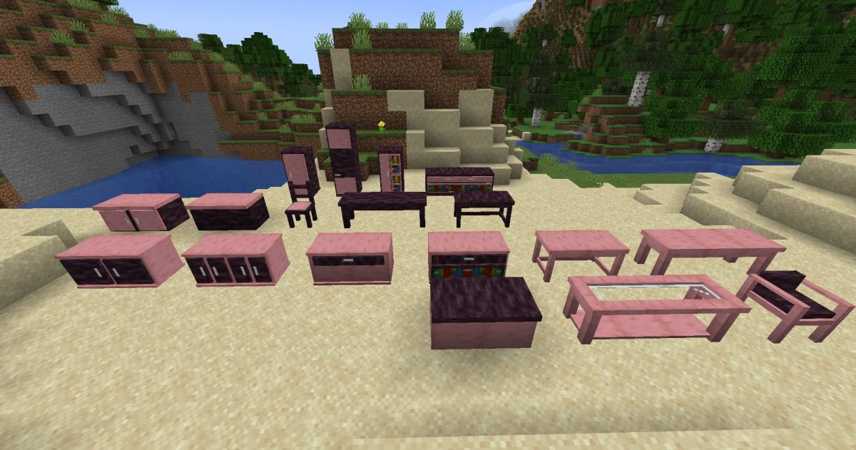meuble cerisier Macaw’s Furniture mod minecraft