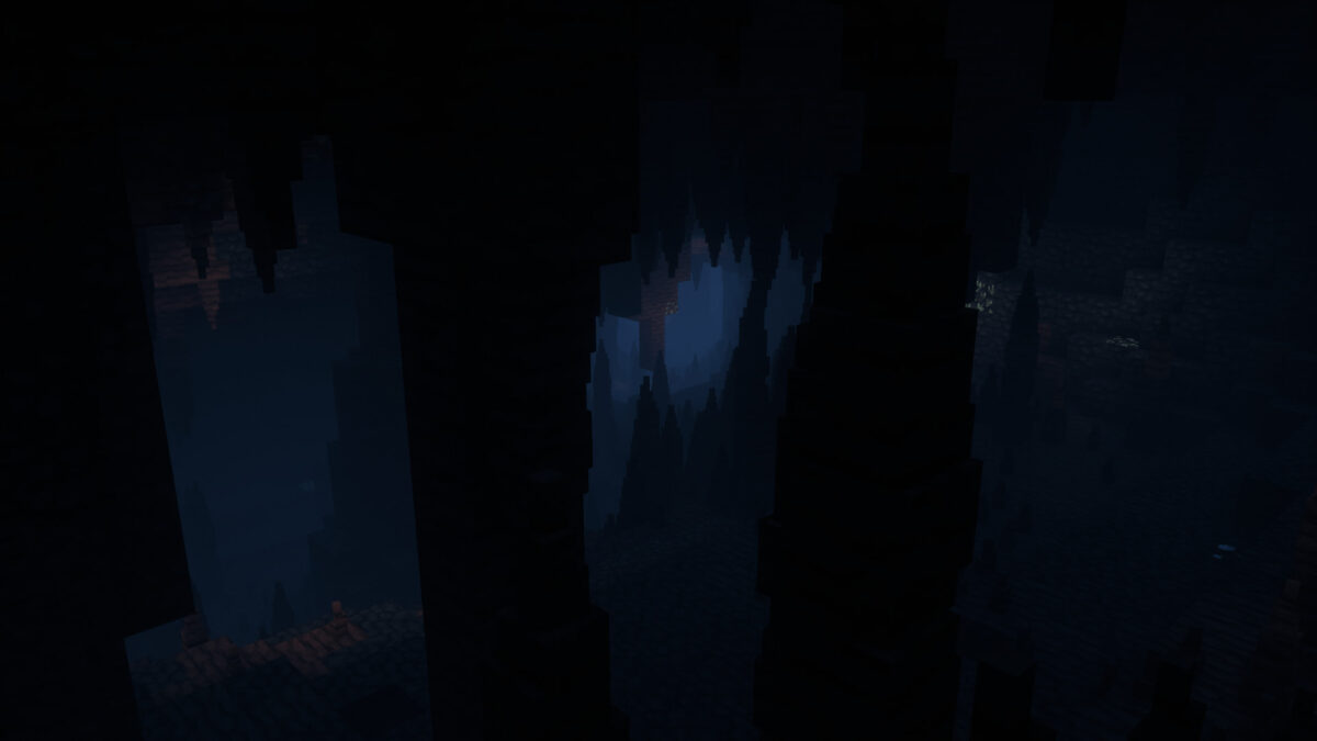 Bliss Shader Minecraft grotte sombre