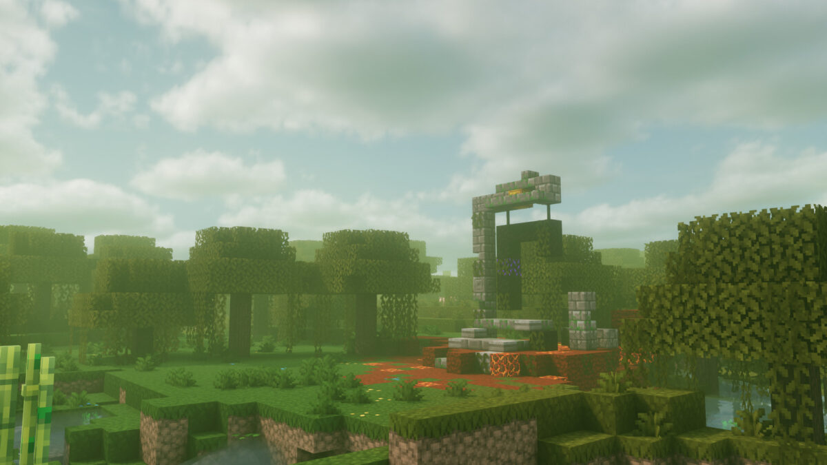 Bliss Shader Minecraft marais brume verte