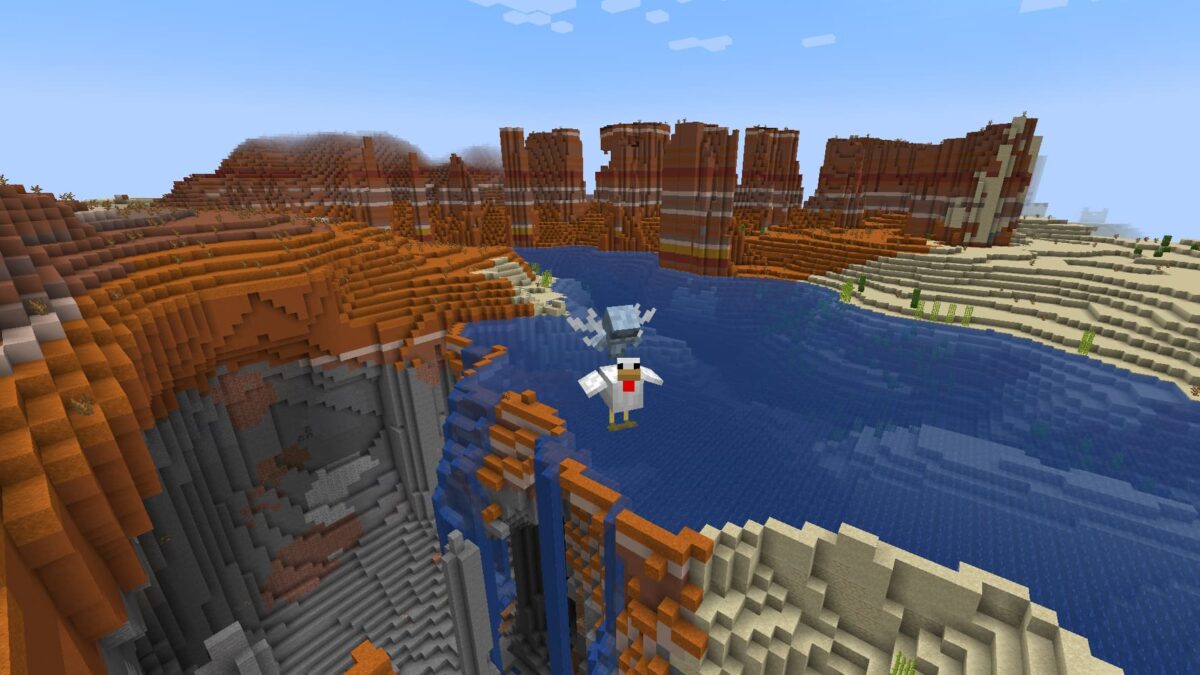 un vex qui porte une poule dans minecraft