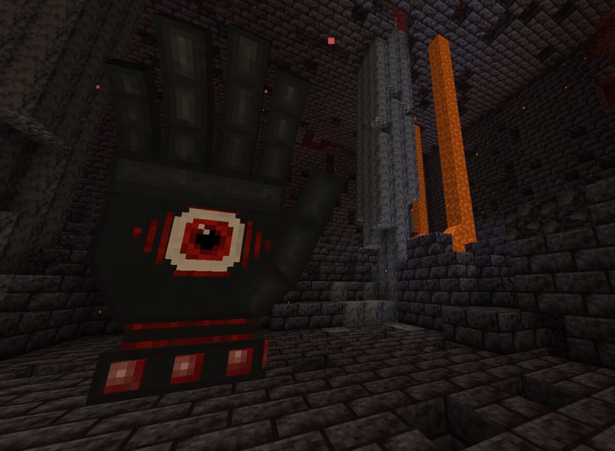 Bosses of Mass Destruction mod Minecraft - Combat contre le boss Nether Gauntlet dans une arène du Nether