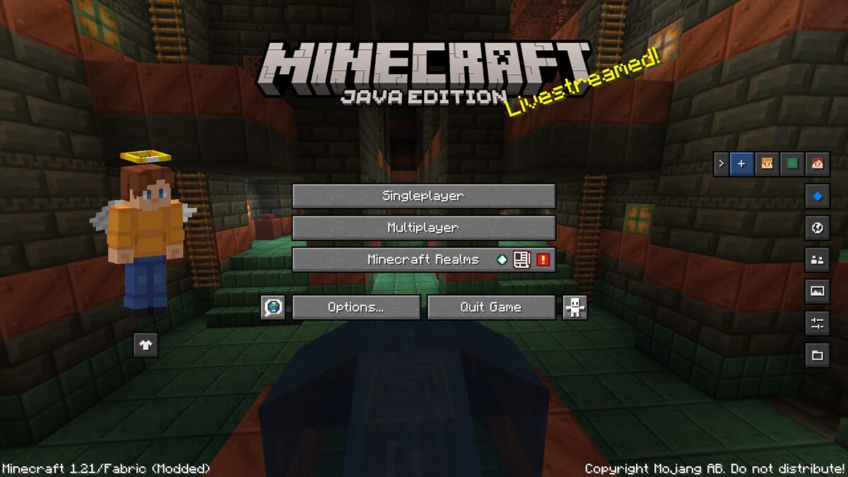 Essential Mod Minecraft - Écran principal de Minecraft Java Edition avec options de changement de compte