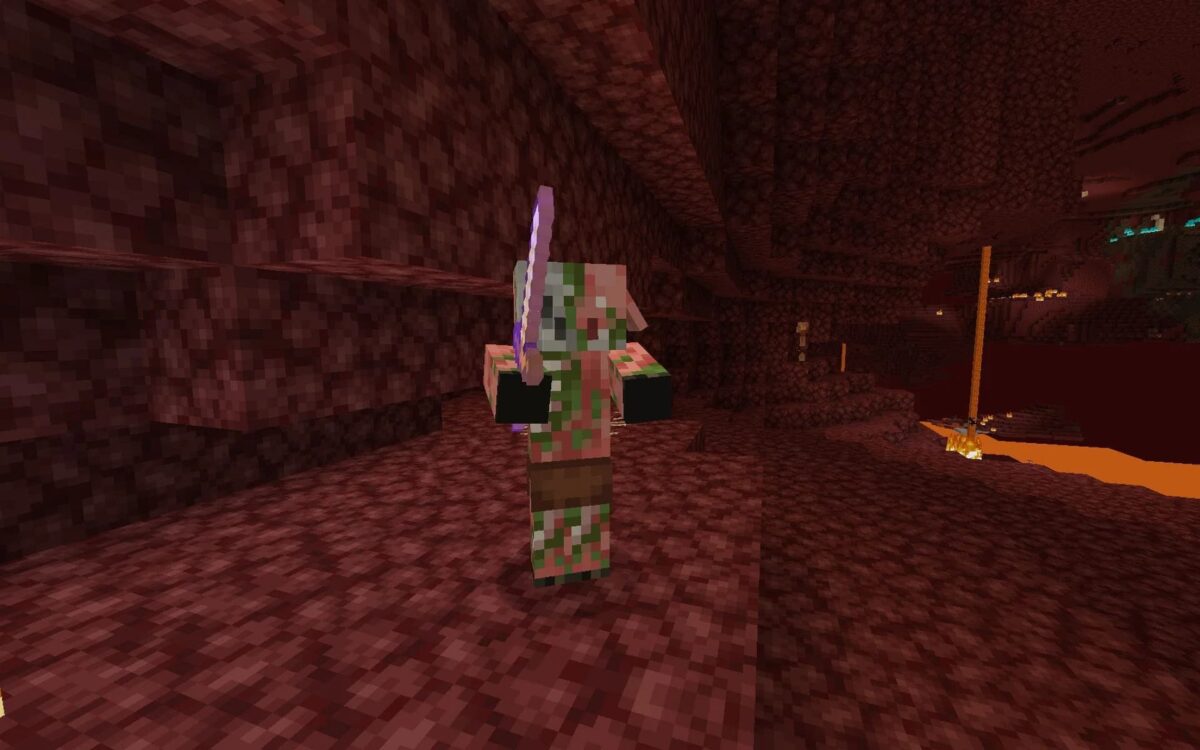 Le Piglin zombifié de Minecraft dans le Nether, seule créature qui fait butiner de l'XP sans être tuée par un joueur ou un loup apprivoisé.