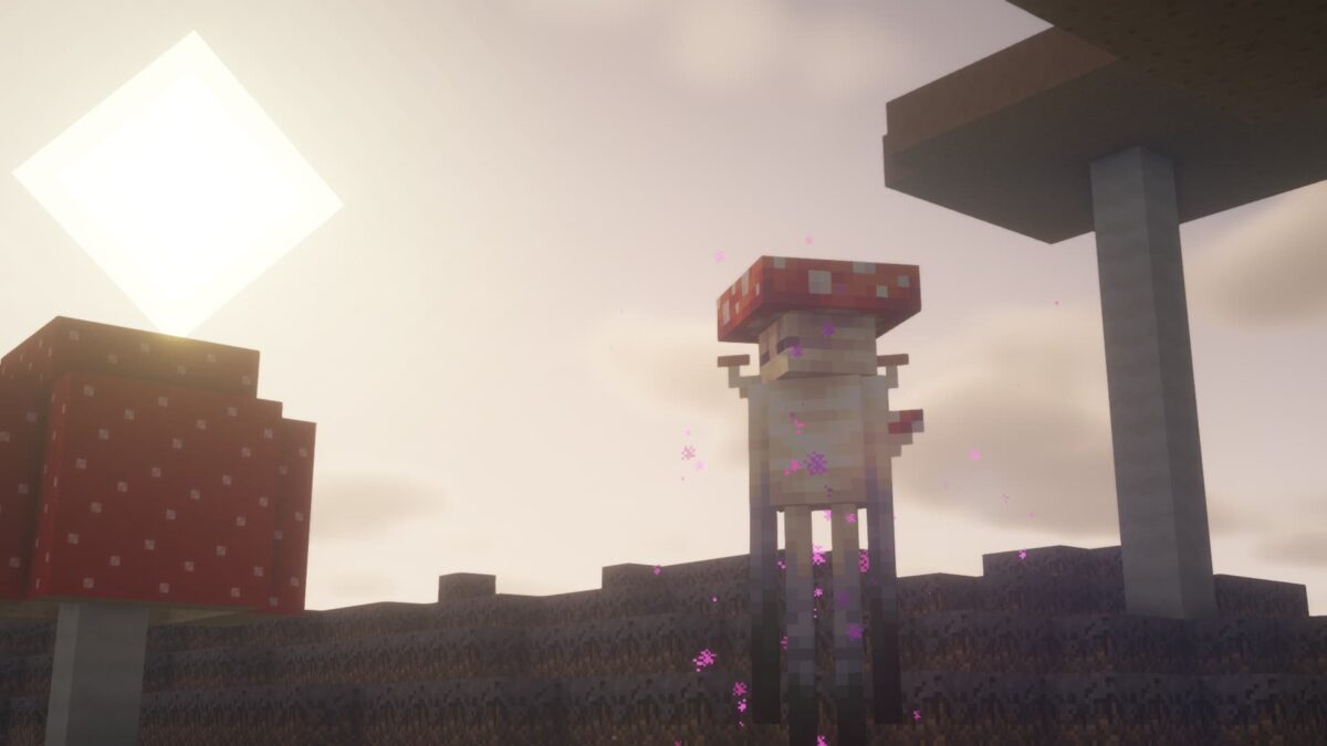 Enderman Overhaul Minecraft Mushroom Island variant avec champignons rouges comme butin