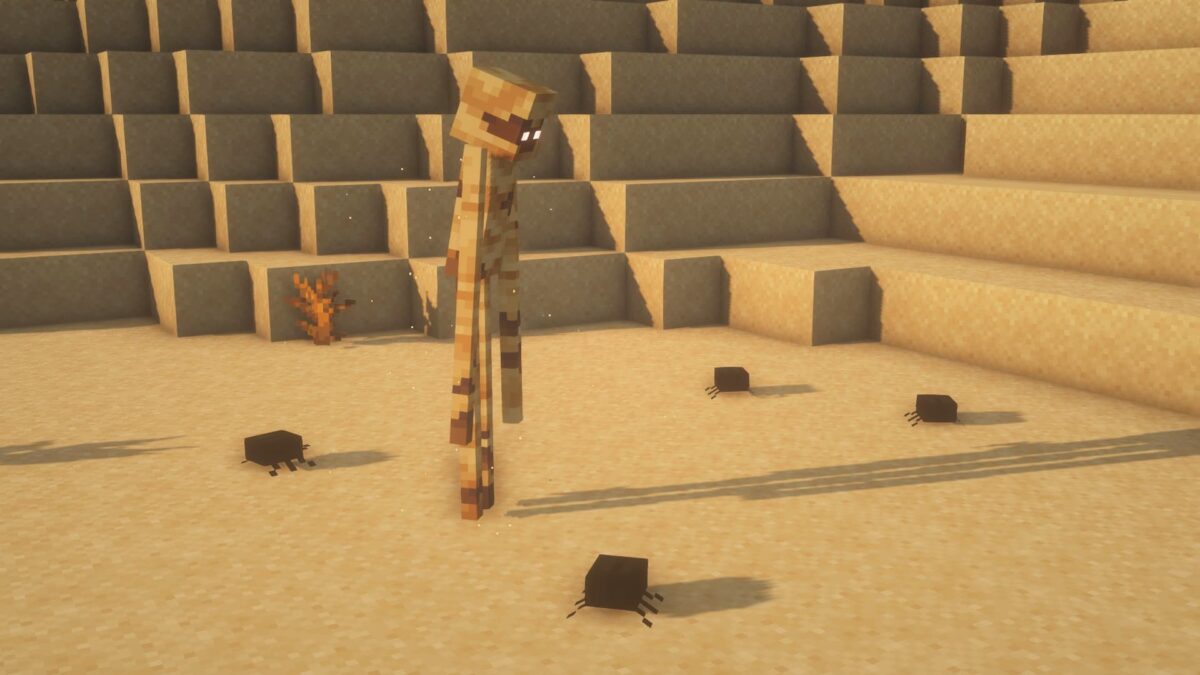 nderman Overhaul Minecraft Desert variant avec invocation de scarabées et émeraudes comme butin