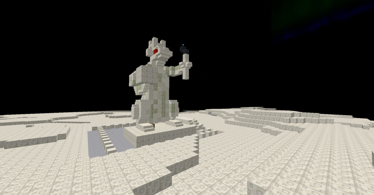 Statue géante sur la lune dans MC Eternal Minecraft