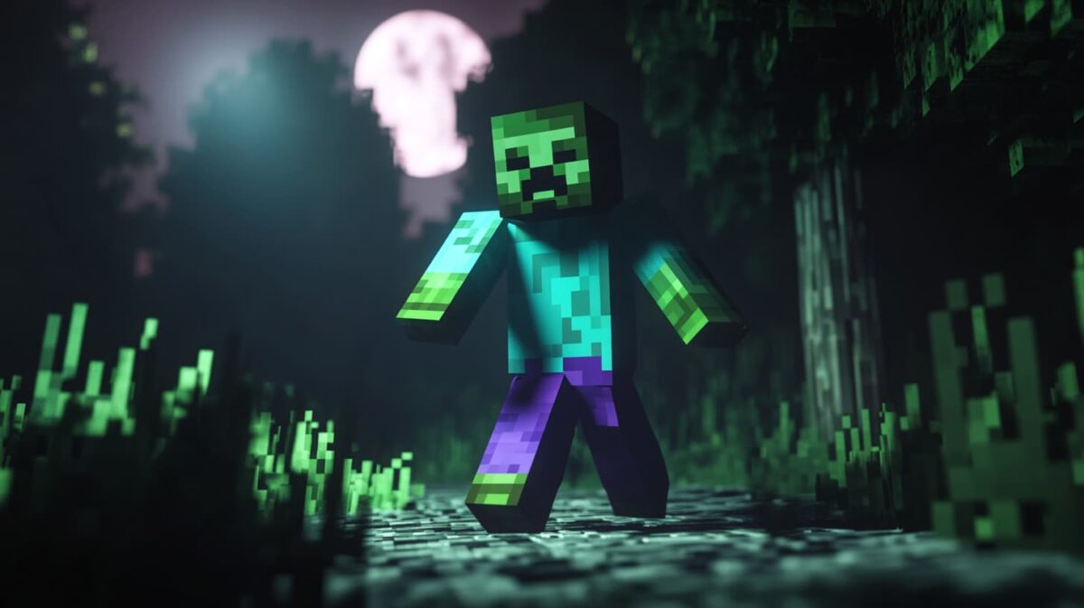 zombie minecraft dans la nuit