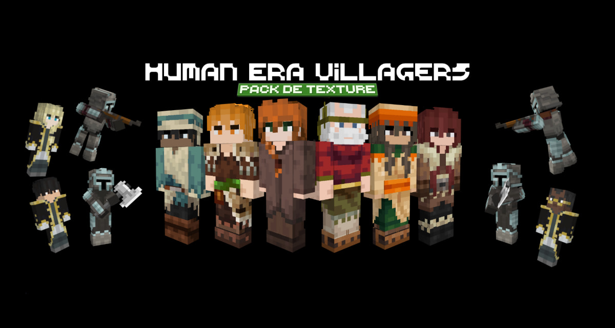 Human Era Villagers & Illagers X Fresh Animations : PNJ Humains et Animations Réalistes – Pack de Texture Minecraft – 1.12 → 1.21