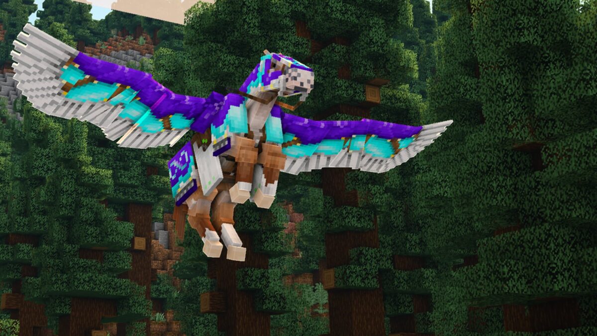 Star Worm Equestrian cheval volant avec armure en améthyste dans Minecraft"