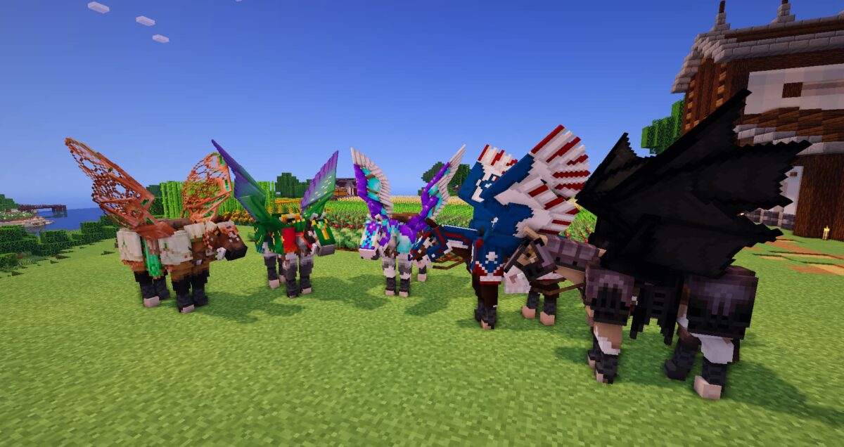 Star Worm Equestrian chevaux avec armures cosmétiques colorées dans Minecraft