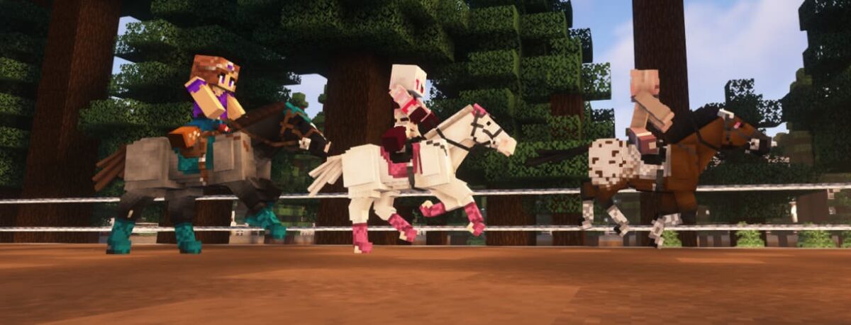 Star Worm Equestrian chevaux en pleine course équestre dans Minecraft